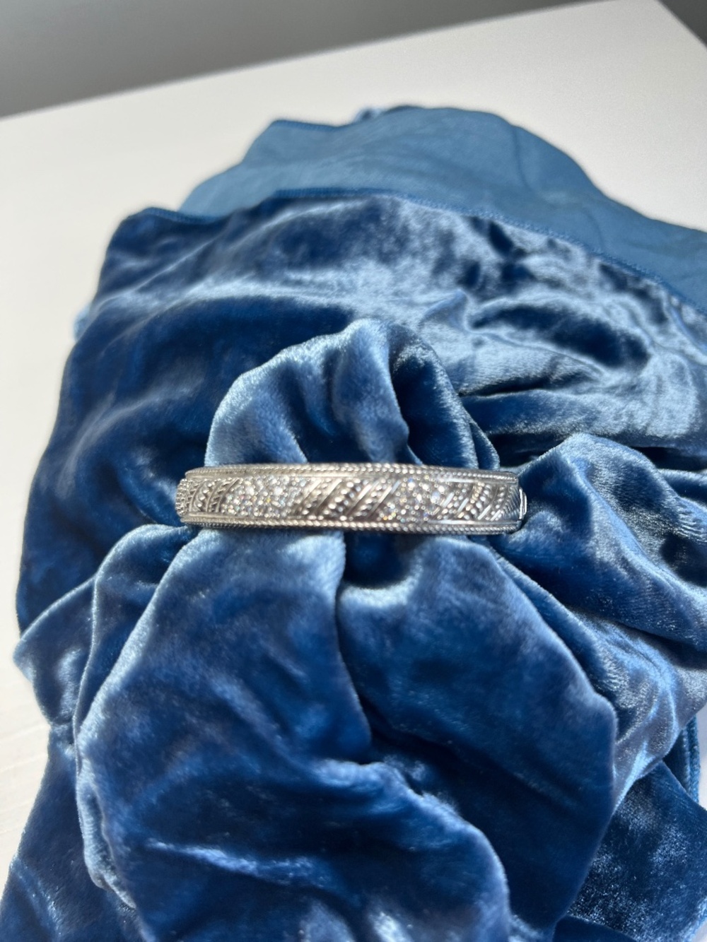 Judith Ripka Sterling And Diamonique Bangle Bracelet size Small 6 3/4 inches